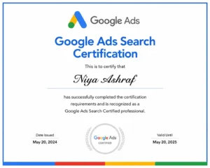 freelance social media marketing analyst kuwait google ads professional certificate recognizing my skills in digital advertising and campaign management