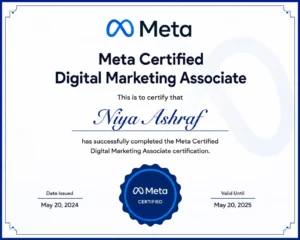 freelance social media marketing analyst in kuwait meta certification recognizing my skills and knowledge in social media marketing and digital marketing